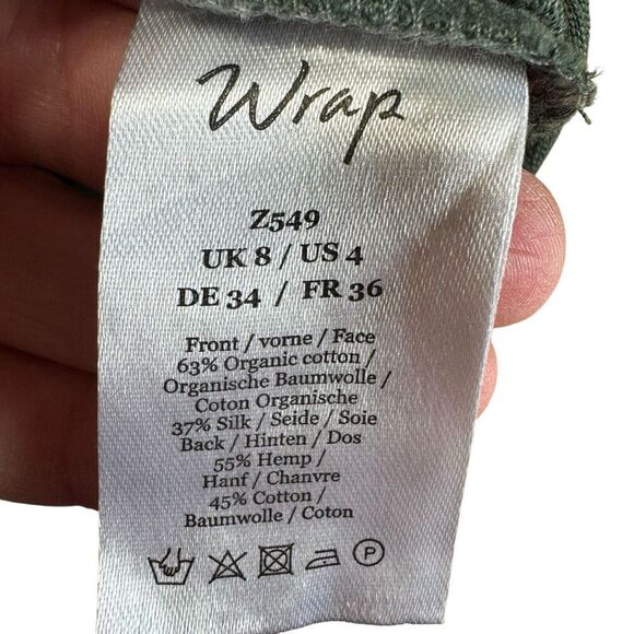 Wrap London Dress Green Short sleeve Hemp Silk Organic Cotton Sz 4 - Picture 6 of 10